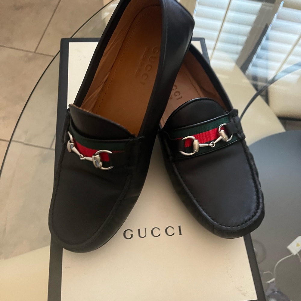 Gucci horsebit Black driver Loafers with Red and Green Accents with box